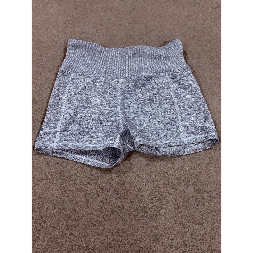 Zobha Bailey Biker Shorts Womens Medium Heather Gray Stretch Elastic Waist